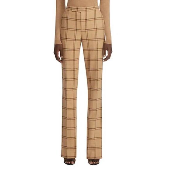 Ralph Lauren Collection Purple Label Plaid Wool Trouser Pants High Rise Wide Leg - Picture 1 of 7
